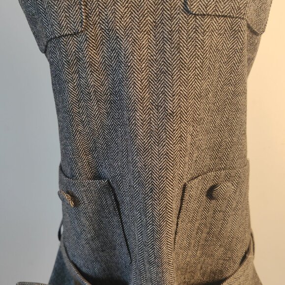 Self-portrait Grey Checkered Wave Belted Short Dress - Picture 4 of 11